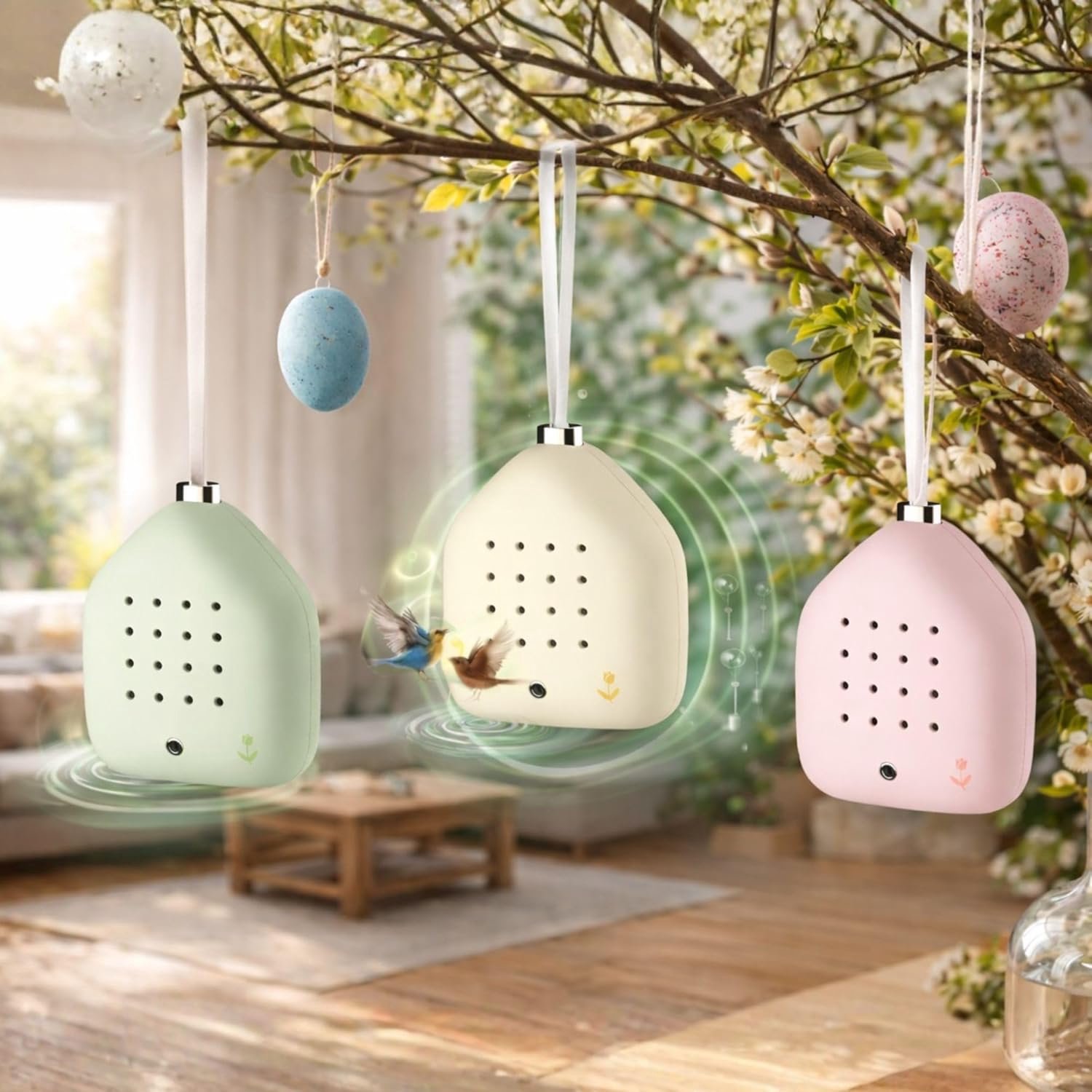 RELAXOUND Lily Bells – Decoratieve geluidshanglamp met bewegingsmelder, zacht vogelgezang, bellen en watergeluiden – - ShopVlot