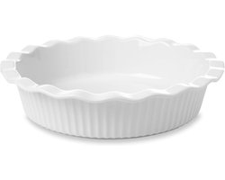 WishDeco White Porcelain Cake Mould, 23 cm, Deep Wavy Edge - Porcelain mould, suitable for oven, microwave, freezer - ShopVlot