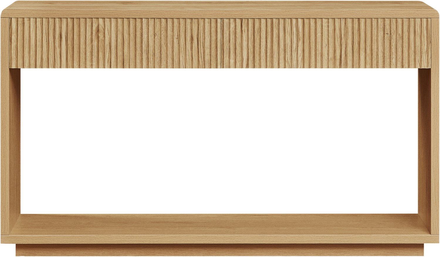 SONNENH Sidetable - Twee geribbelde laden en onderplank - 150 x 35 x 85 cm - Lichte eikenlook
