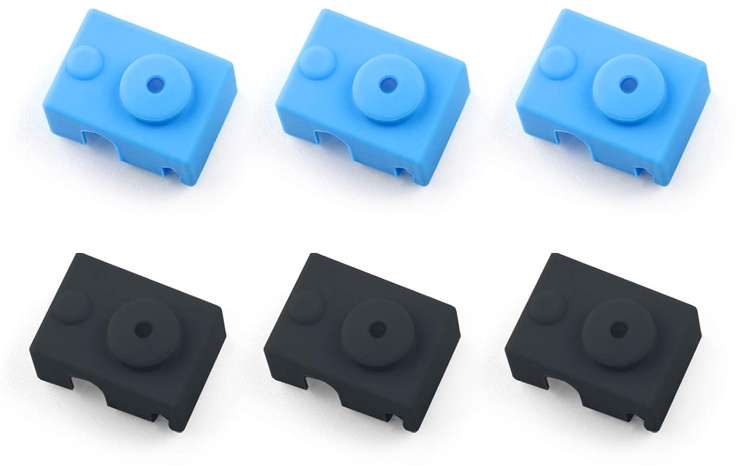 6PCS Silicone Socks 3D Printer Heater Block Silicone Cover for E3D V6 PT100 Heater Block(Blue and Black) - ShopVlot