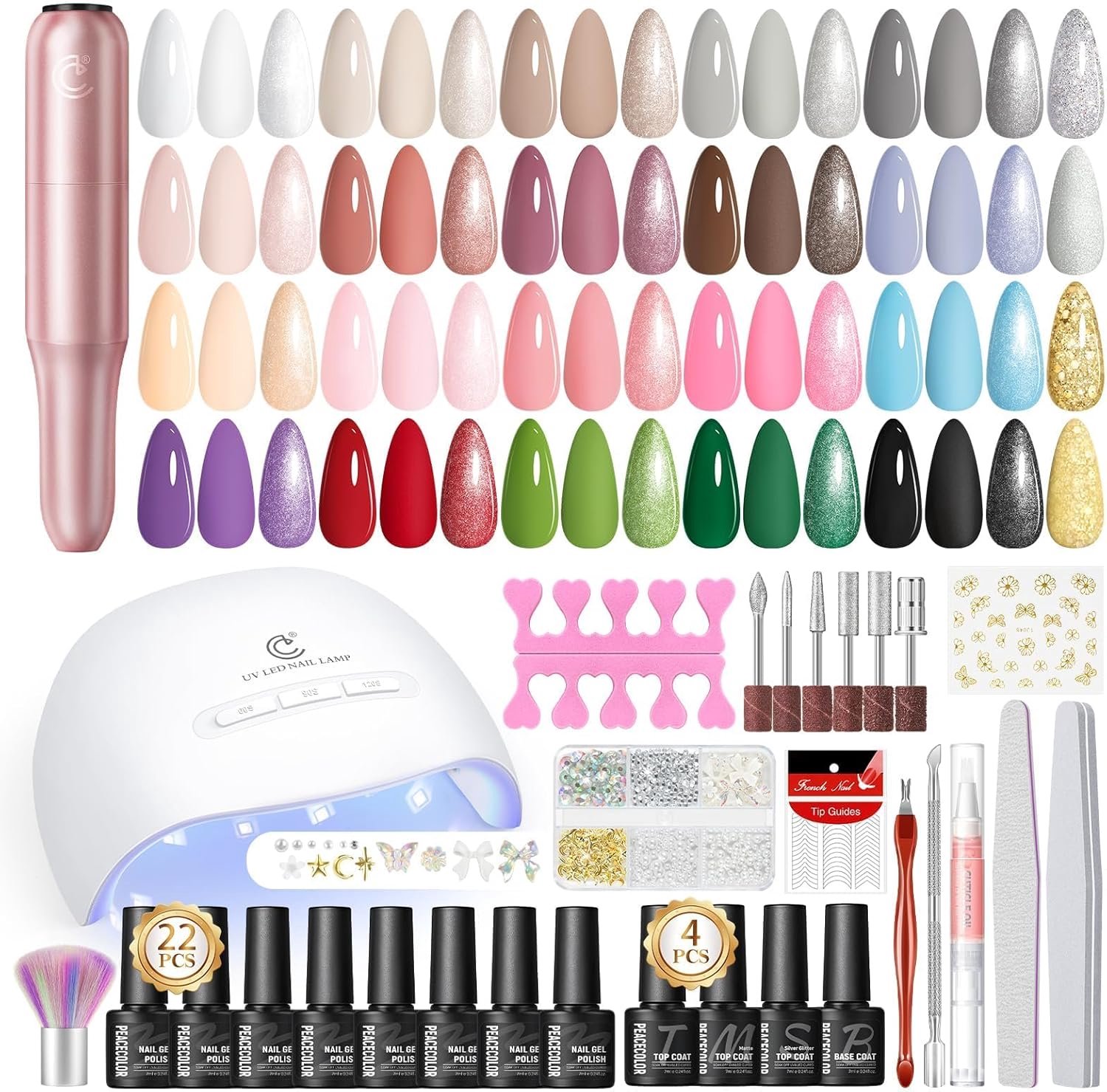 SnelShoppen - Gel Nagellak Set met UV Lamp, 22 Kleuren UV Nagellak, Elektrische Nagel Cutter, Basis- en Top Coat, DIY Nagel Studio Set voor Starter me