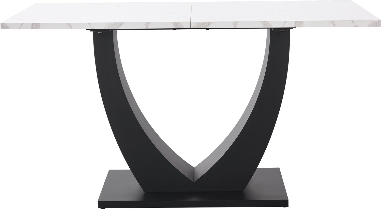 SONNENH Eettafel met U-vormige voet en verstelbare voetjes - Witte marmerlook - 140 x 75 cm
