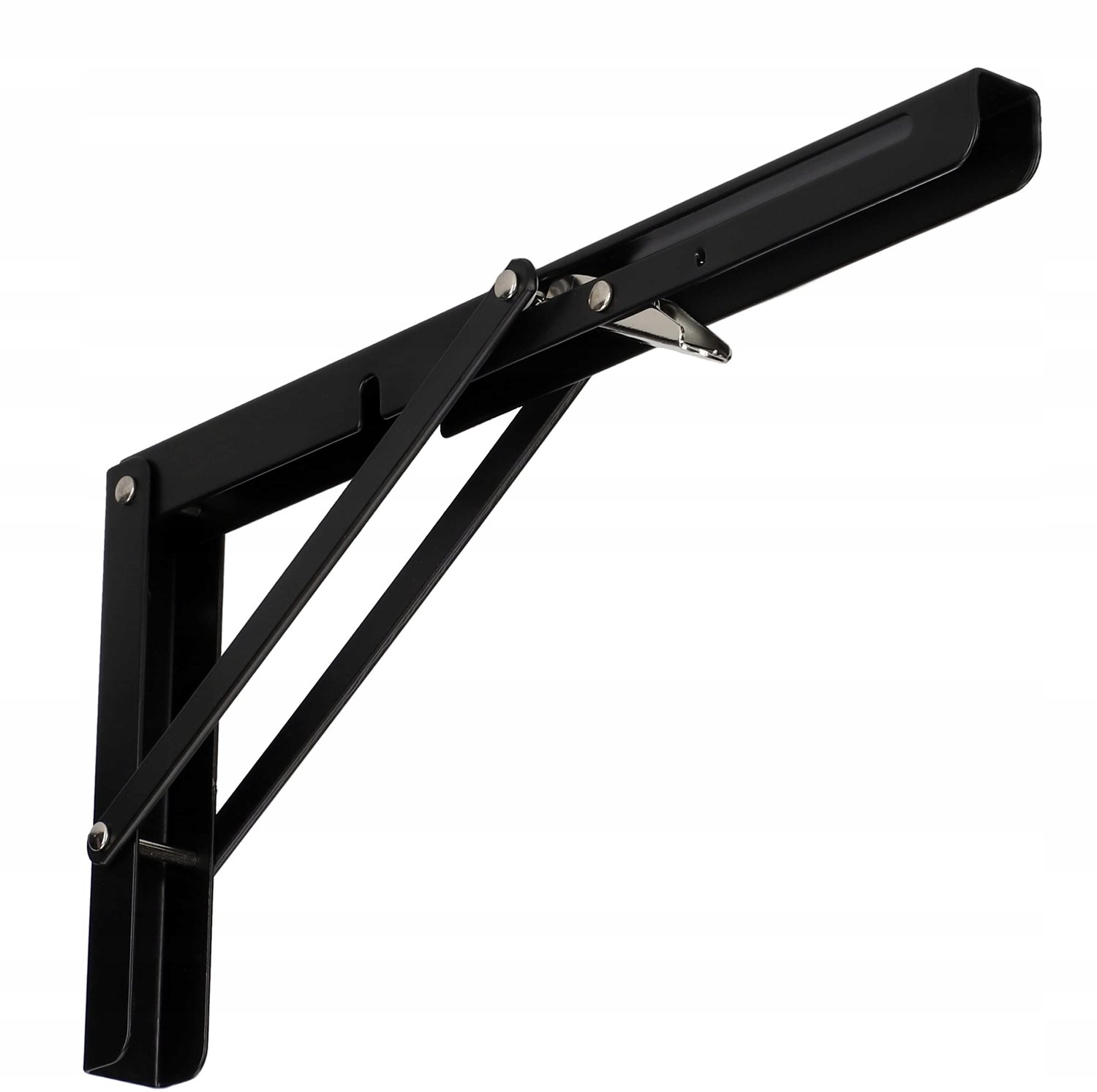 Zwart inklapbaar hoekprofiel voor plank, 300 mm