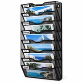 Tijdschriftenrek - 8 vakken - muur - metaal - zwart