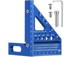 Precisie 3-D Speed Square 22.5-90° van Aluminium Legering, Multifunctionele Houtbewerking Tool met 11 Boorgaten en Positioneringshulp voor Timmerwerk en Metingen
