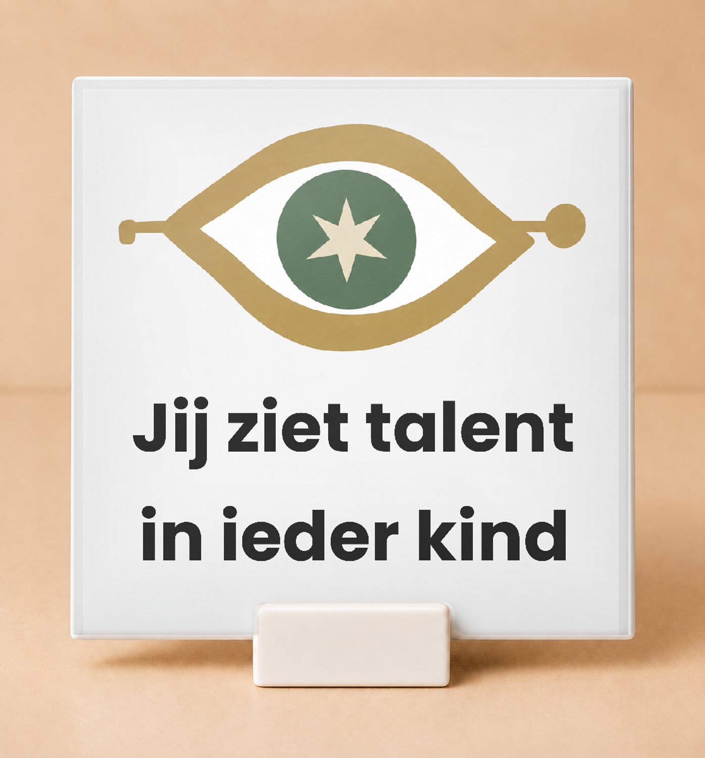 Bedruk King Speelse Klasbaas Tegel – Inspirerende Decoratie voor Leraren en Onderwijs Professionals - 15 x 15 cm met houder Wit