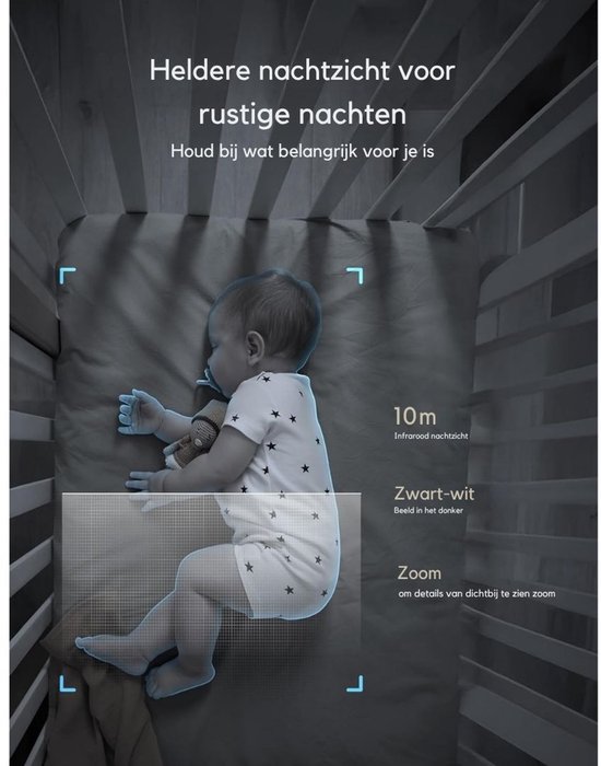 Zolvano® Binnen Camera - Beveiligingscamera Mini - Huisbewaking Thuis - Bewegingsdetectie Geluid-Wit — afbeelding 3