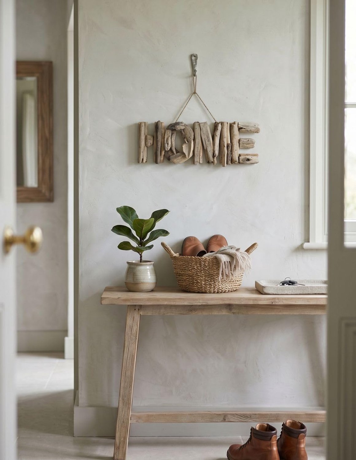 Wanddecoratie van drijfhout "Home", 45 x 15 cm - Homevero