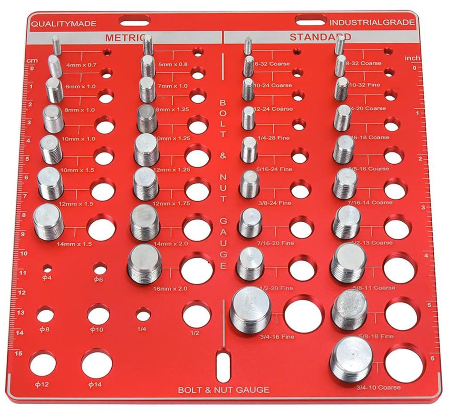 Draadcontrole voor moeren en bouten - 34 gaten aluminiumlegering - snel identificeren van maten - ShopVlot