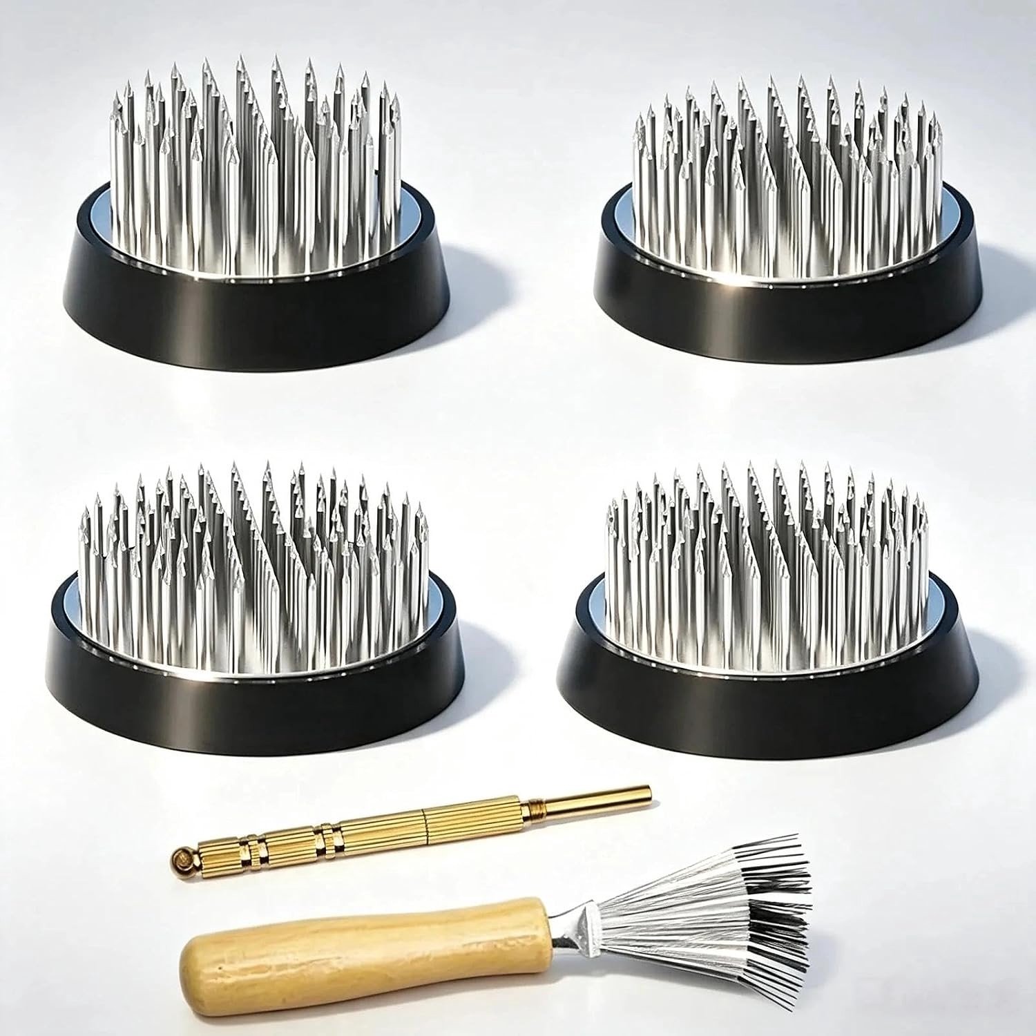 Ronde en Robuuste Stalen Bloemschiknaalden - Herbruikbaar voor Ikebana, Tuin en Thuis - Inclusief Schoonmaakborstel en Correctietools (50mm)