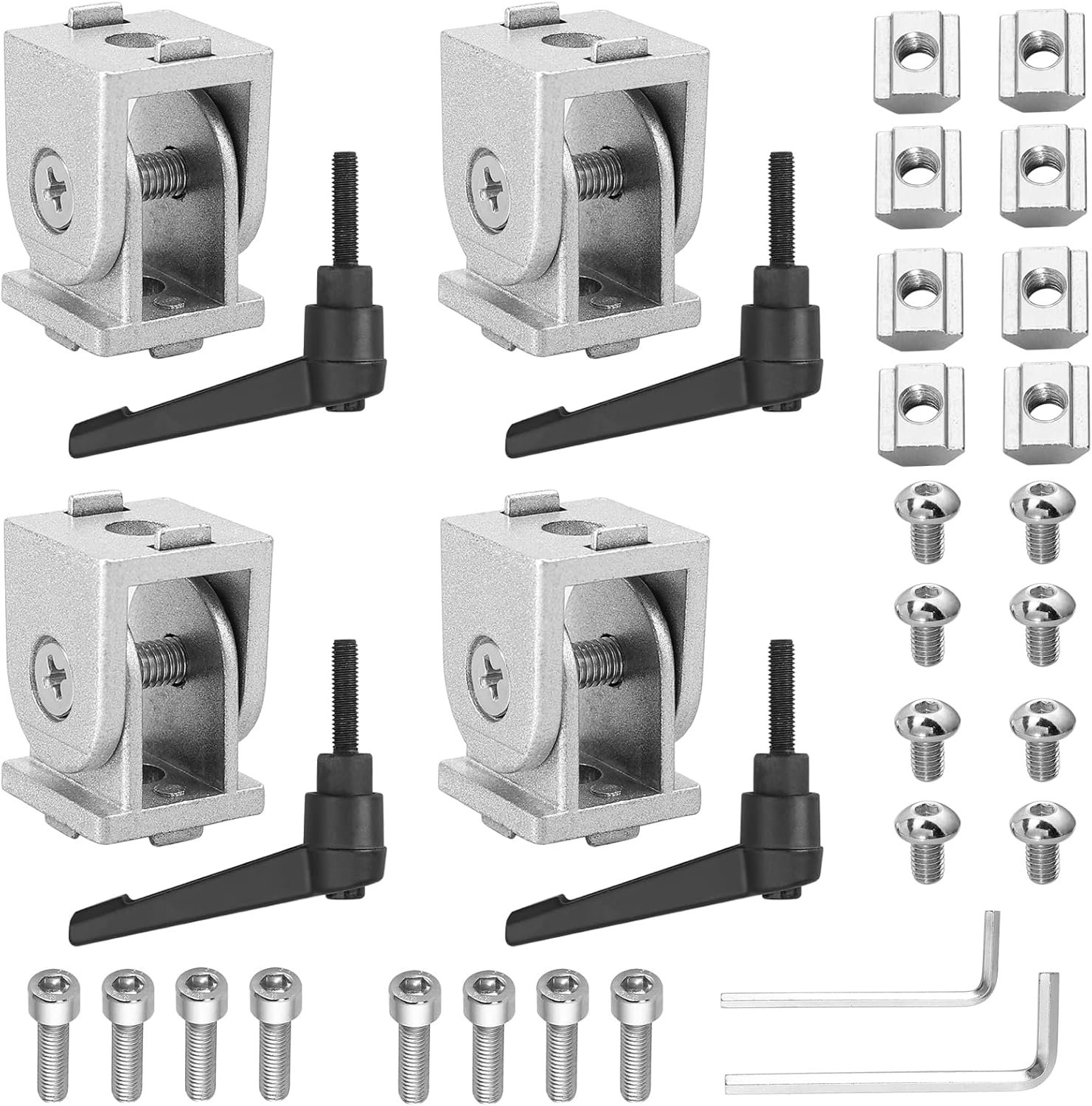 JiGiU Angle connection, flexible hinge for 2020 aluminum profile, groove 6 adjustable, with clamping lever, 180 degree - ShopVlot