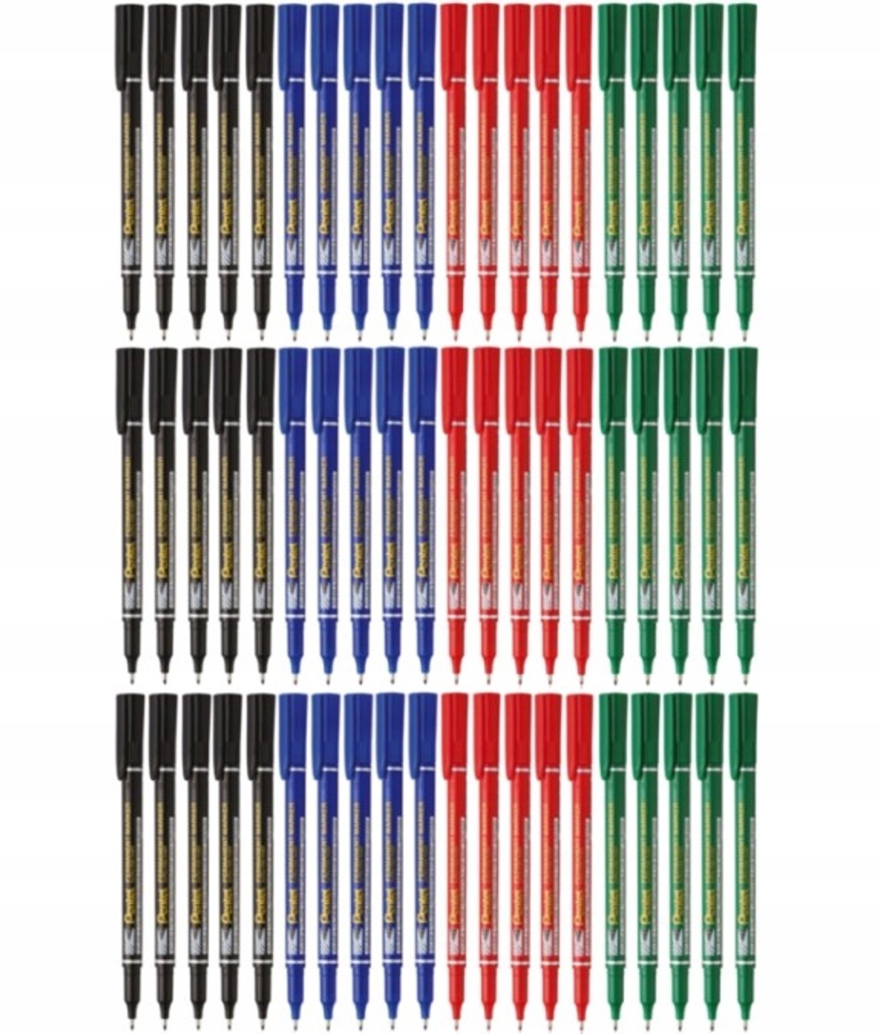 Pentel NF450 Permanente Markers Set - 60 Stuks Mix Kleuren