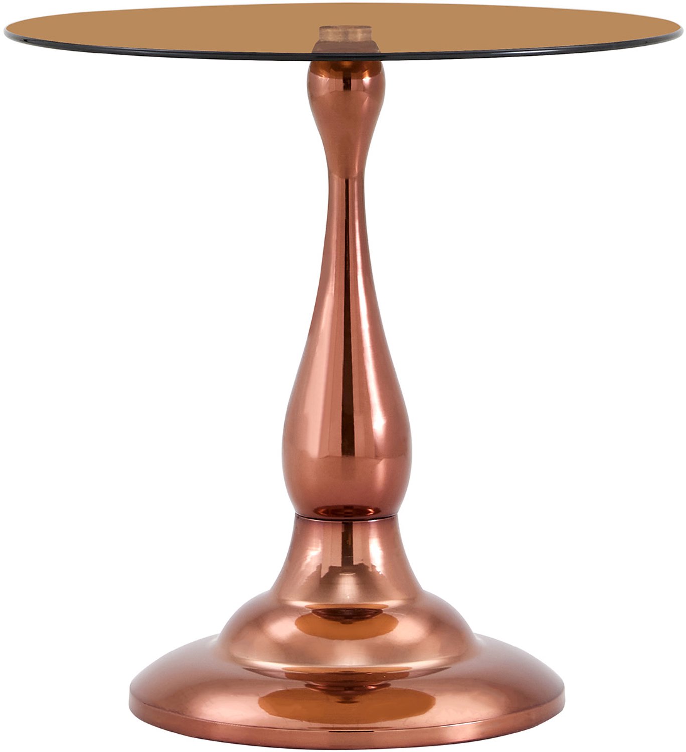 SONNENH Ronde bijzettafel van bruin getint glas met metalen voet - Ø 50 x 51,5 cm - koperkleurige voet Bruin glas / Koperkleurig