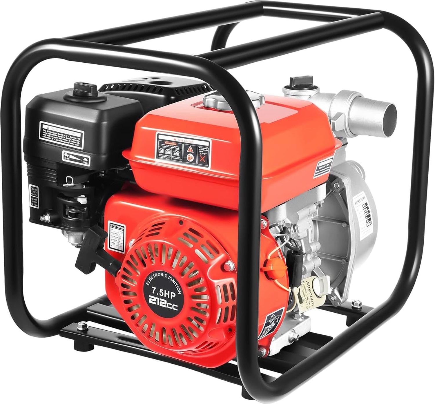 Benzine-waterpomp 2 inch met 7,5 pk viertaktmotor - Waterpomp op benzine met 30 m opvoerhoogte 35 m³/h debiet 3,6 - ShopVlot