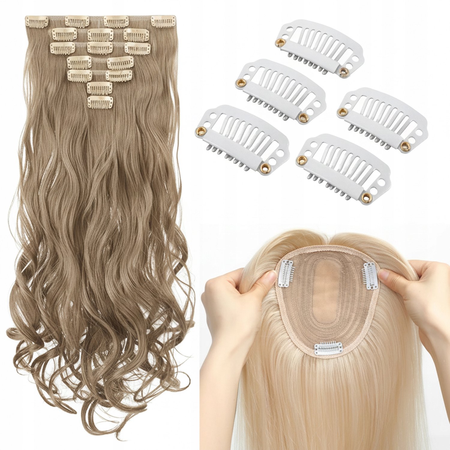 Clip-in Haarverlenging Clips - Lichtblond, 2 cm, 5 stuks