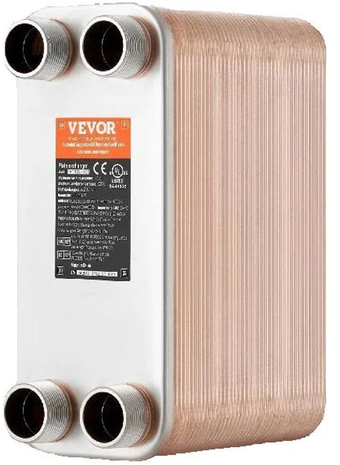 Warmtewisselaar - Plaatwarmtewisselaar - Gesoldeerde Plaatwisselaar - Roestvrij Staal 304/316 - Koper Gesoldeerd - 80 Platen - 5x12 Inch 127x305 mm - 30 Stuks - Voor Vloerverwarming, Waterverwarming, Sneeuwsmelten en Bierkoeling