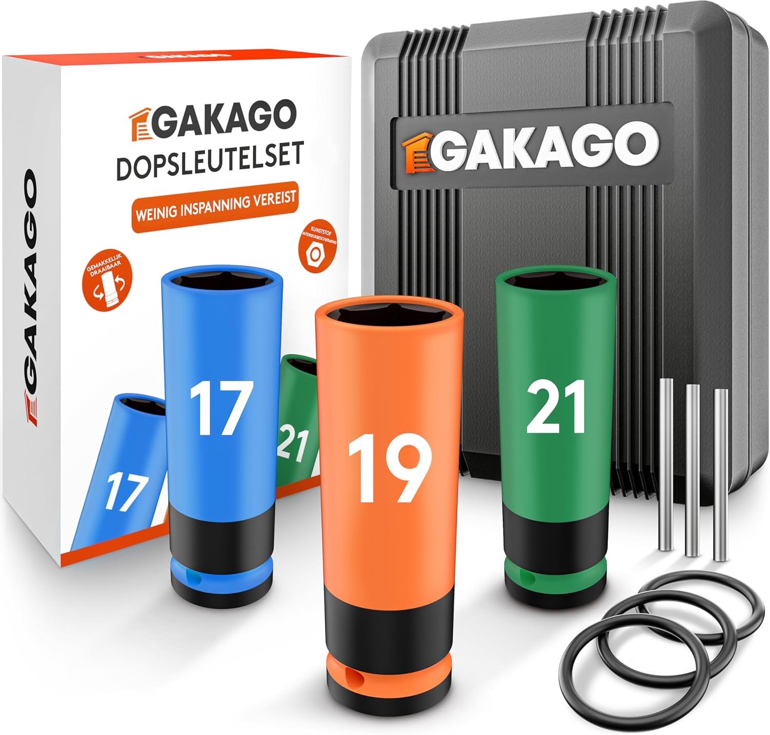 Gakago wheel bolt socket set 17 mm 19 mm 21 mm with plastic rim protection - ShopVlot