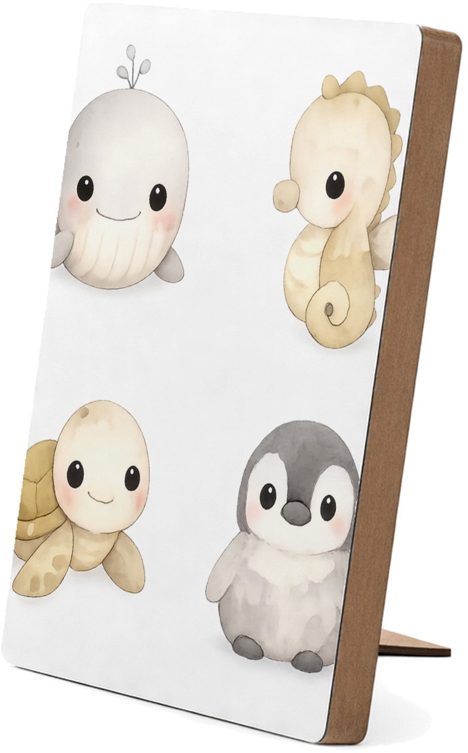 Mr Cadeautjes Glasframe/MDF 12,7 x 17,8 - design Pastel zeedierenportretten met minimalistische witte ruimte | cadeau