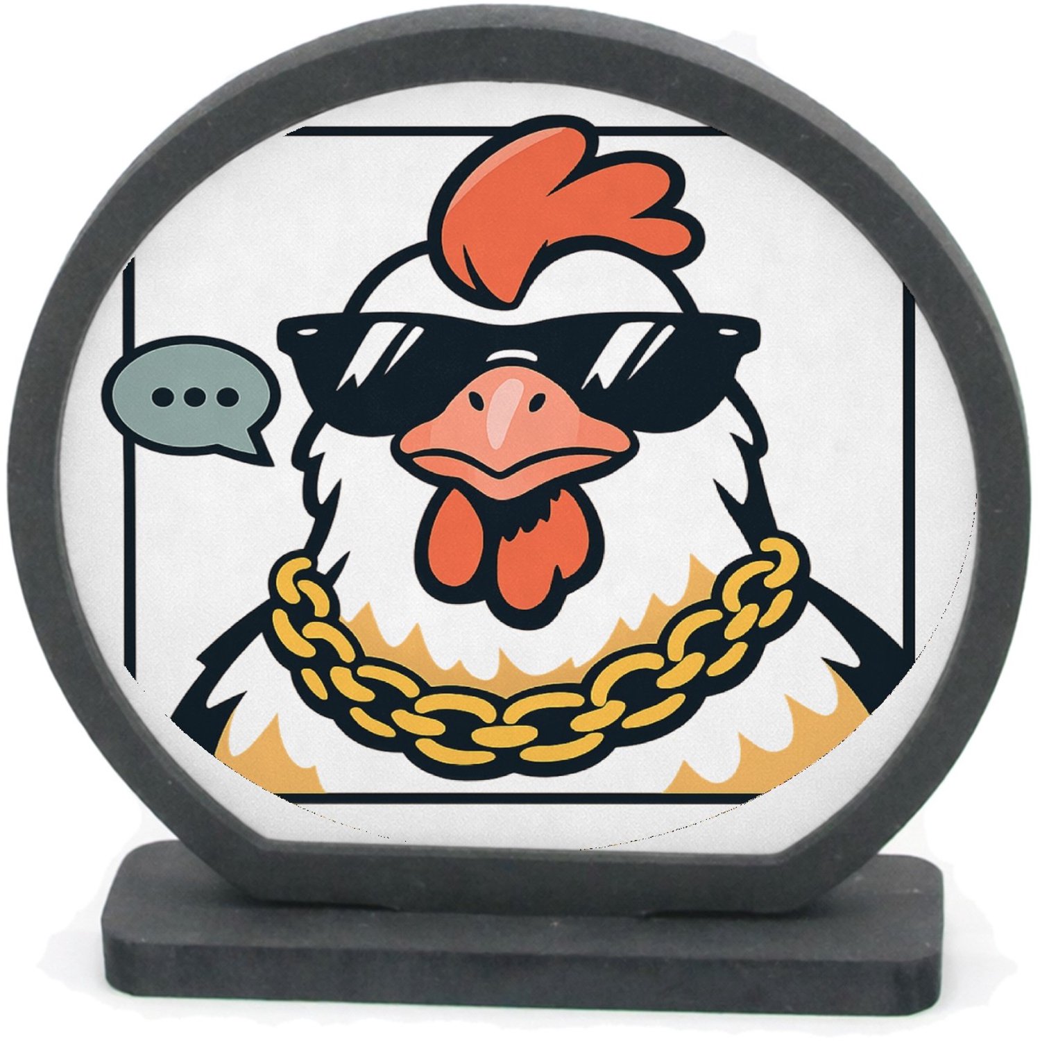 Mr Cadeautjes Houten fotolijst rond met MDF inleg - design Retro karakterprint met onverwachte zelfverzekerdheid | cadeau Wit