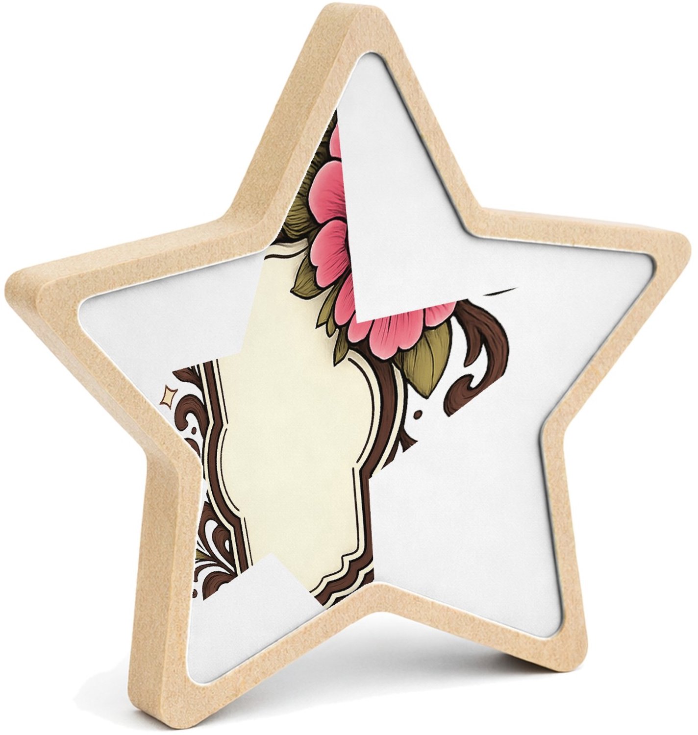 Mr Cadeautjes MDF fotolijst ster 14 x 13,5 - design Een warme, persoonlijke complimentkaart in een botanisch kad | cadeau Wit