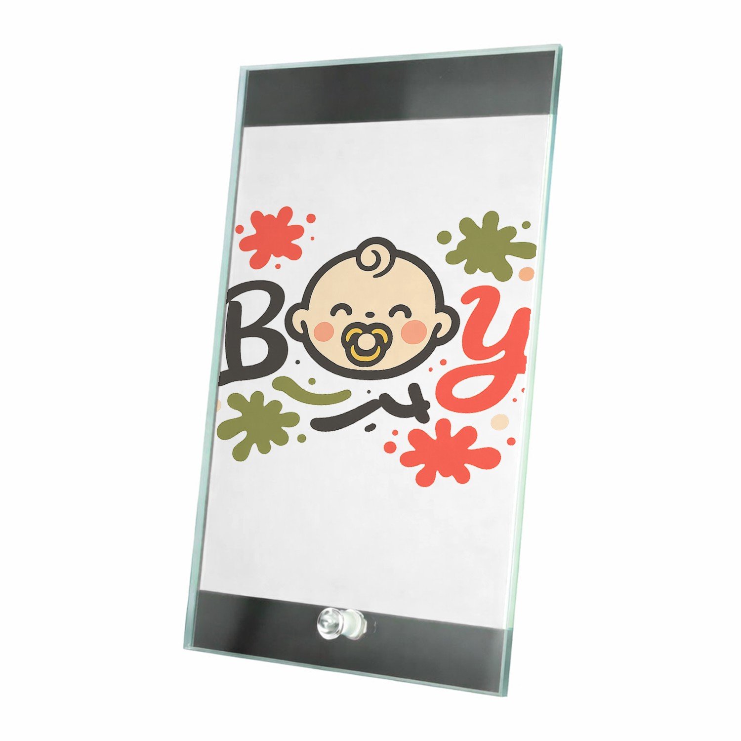 Mr Cadeautjes Glasframe 15 x 23 - design Grappige typografische babyprint met sportieve knipoog | cadeau Wit