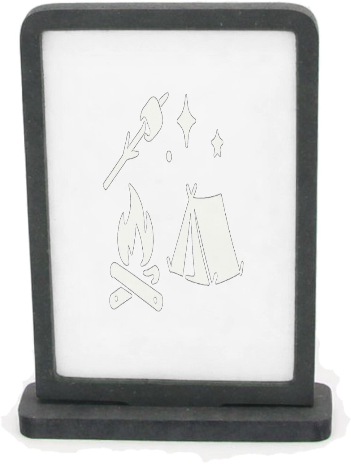 Mr Cadeautjes Houten fotolijst rechthoek met MDF inleg - design Minimalistische buitenhumor met een avondvuur-thema | cadeau Wit