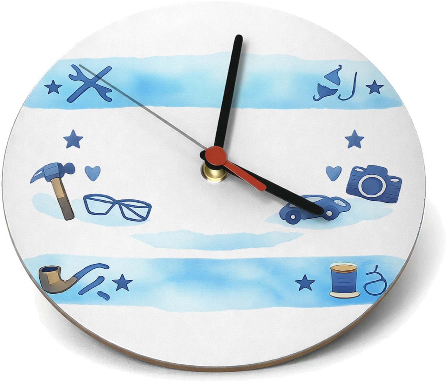 Mr Cadeautjes Klok rond Ø 19 - design Een stoere maar vriendelijke compositie met grote kerntekst | cadeau Wit