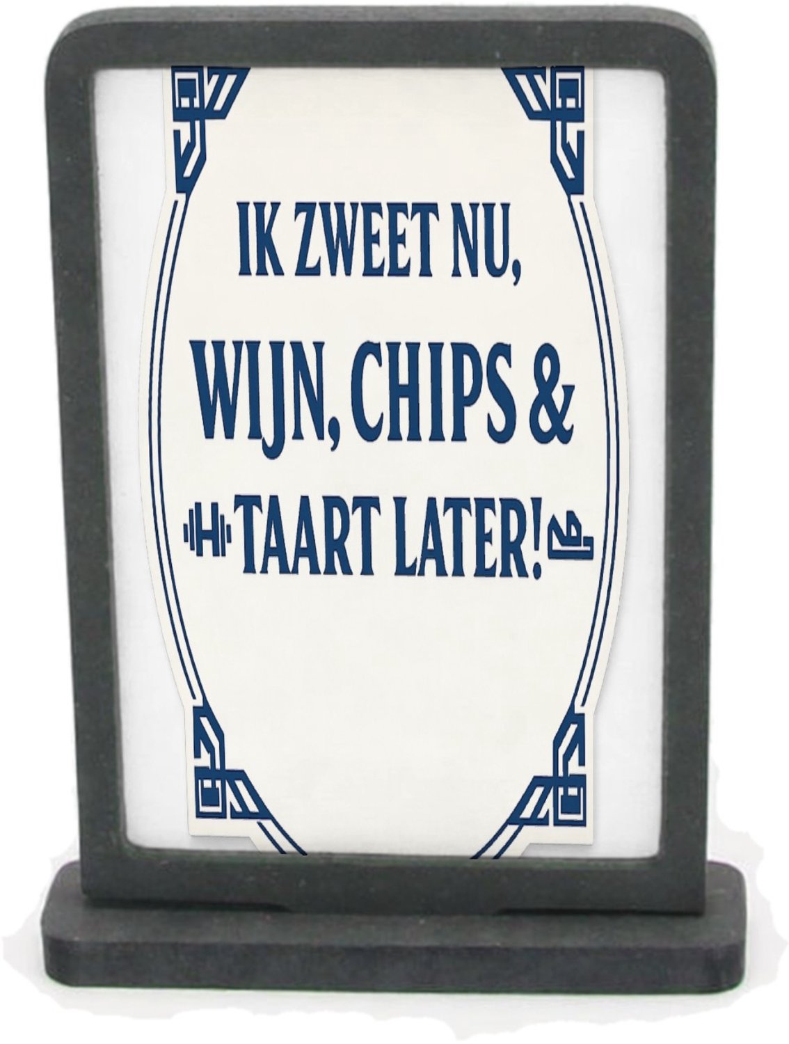 Mr Cadeautjes Houten fotolijst rechthoek met MDF inleg - design Eenvoudige symmetrische cadeautegel met sportieve zelfspot. | cadeau Wit