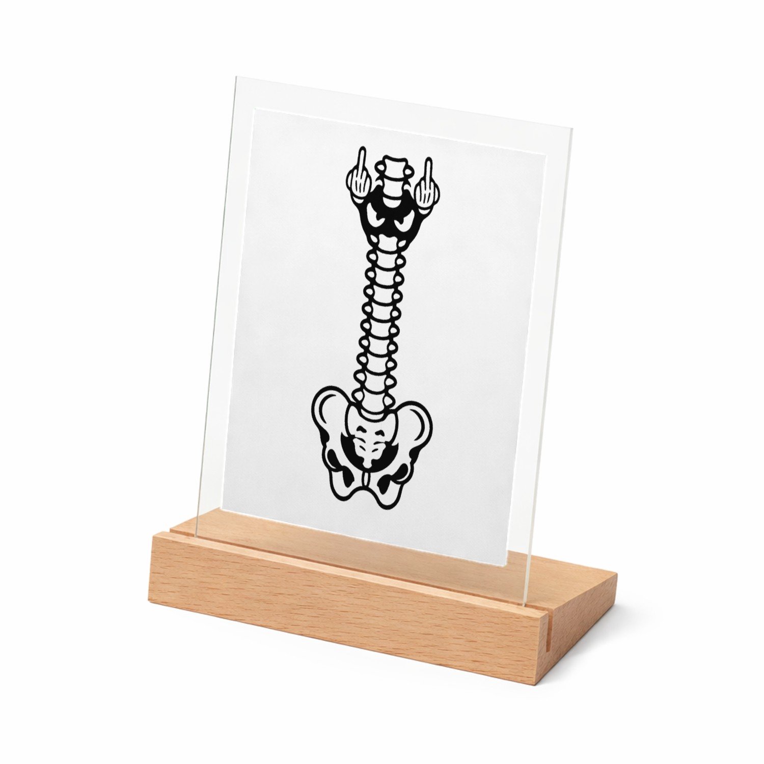 Mr Cadeautjes Glasframe met vaste tekst - design Humoristische lichaamsgrap met een andere verticale anatomis | cadeau Wit