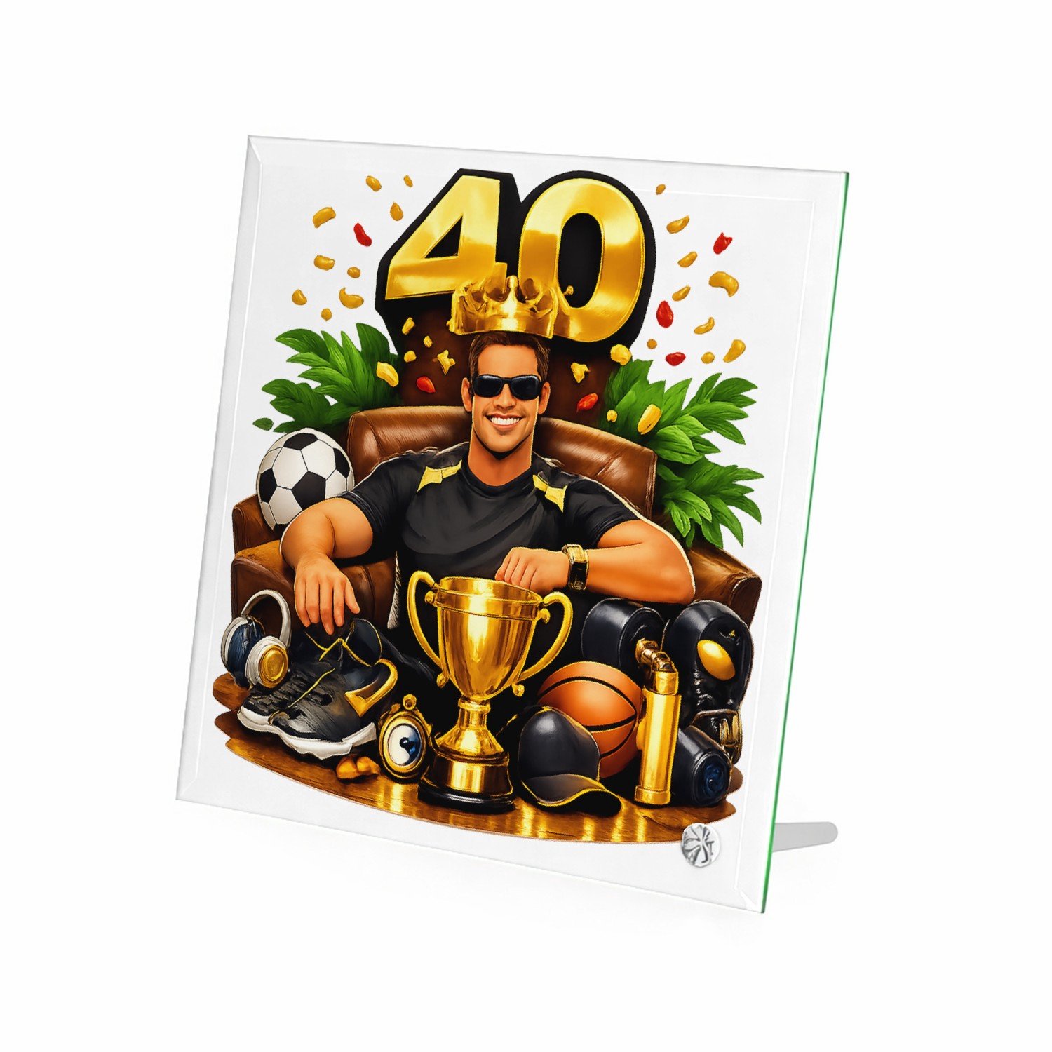 Mr Cadeautjes Glasframe 20 x 20 - design Kampioen van het nieuwe decennium | cadeau Wit