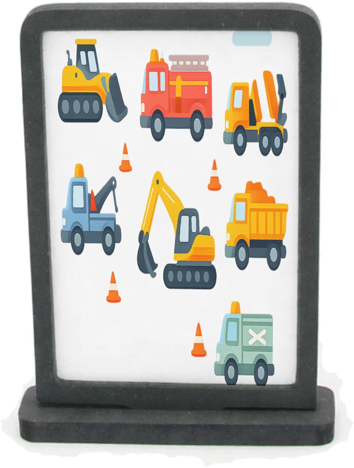 Mr Cadeautjes Houten fotolijst rechthoek met MDF inleg - design Safari-voertuigen in een rustige patroonopzet | cadeau Wit