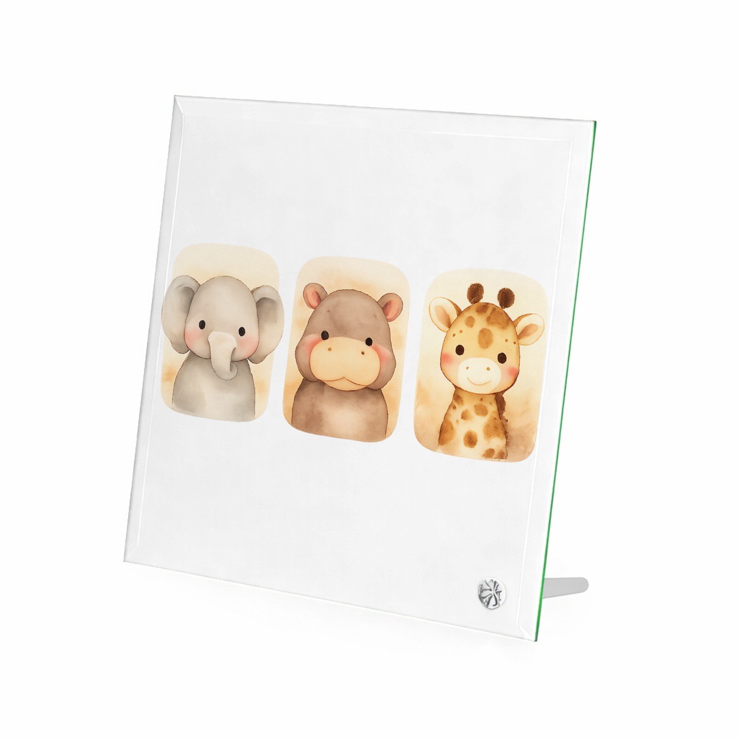 Mr Cadeautjes Glasframe 20 x 20 - design Safari duo in afgeronde panelen | cadeau Wit