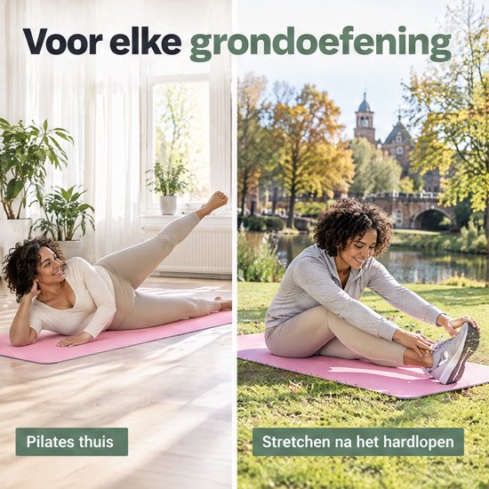 Levano Yogamat Antislip - Fitness Mat - Sportmat - Pilates Mat - Yogamat TPE Roze Grijs met Draagriem - Gymmat - Yoga Matje - Sport Attributen voor Thuis - Fitness Materiaal voor Thuis - Yoga Accessoires - Trainingsmat - Oefenmat — afbeelding 2