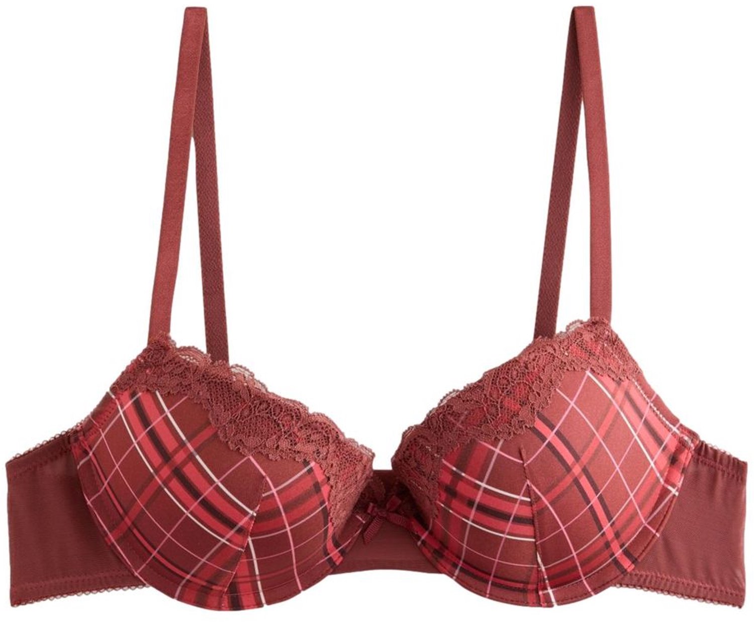 Next Dames - Push-up A-DD balkonbeha met vullingen - Rood Berry Red Check