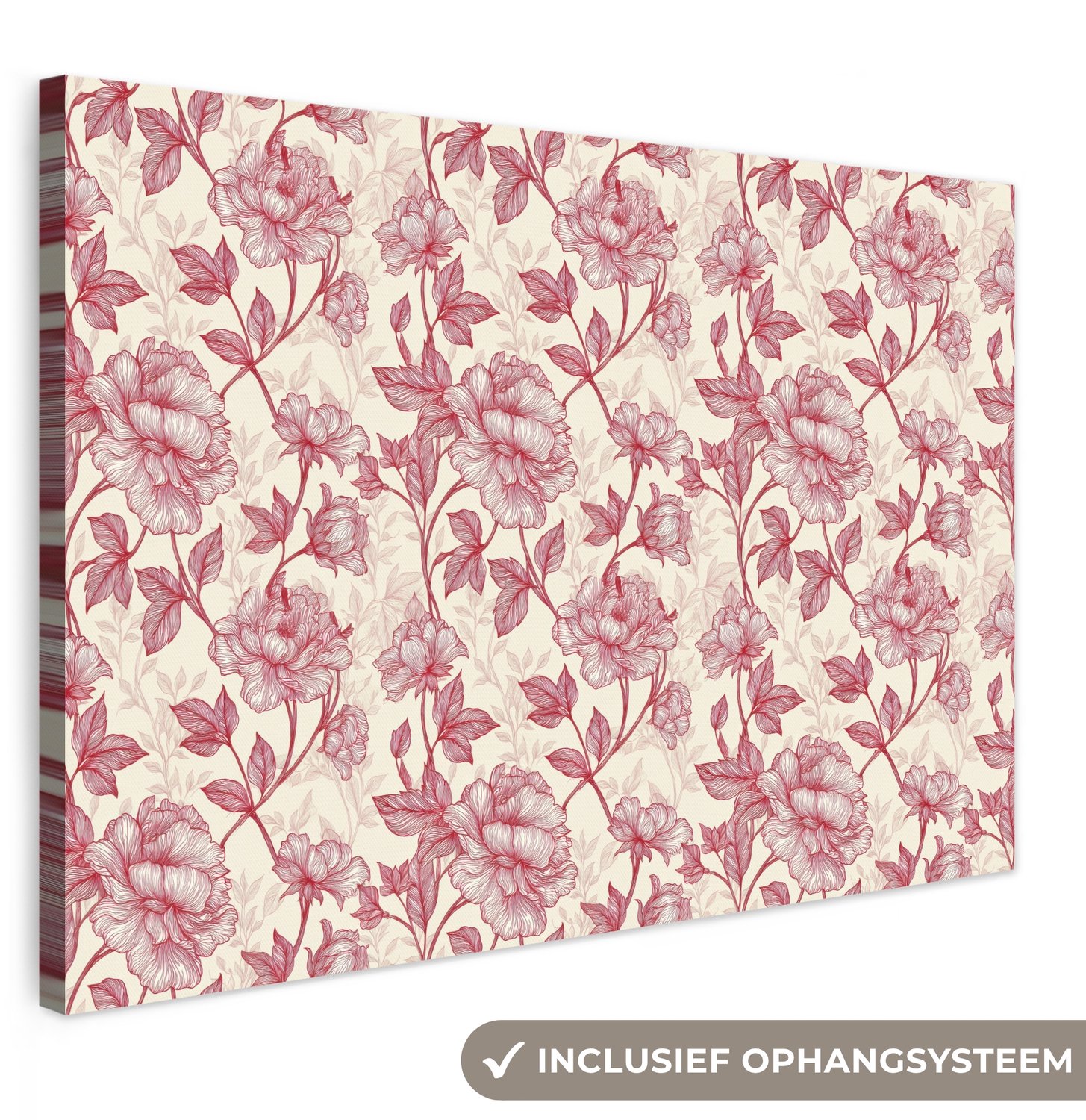 Canvas schilderij 120x80 cm - Exclusieve wanddecoratie Pioenrozen - Modern - Rood - Muurdecoratie woonkamer - Slaapkamer decoratie - Kamer accessoires - Schilderijen op canvas groot XXL