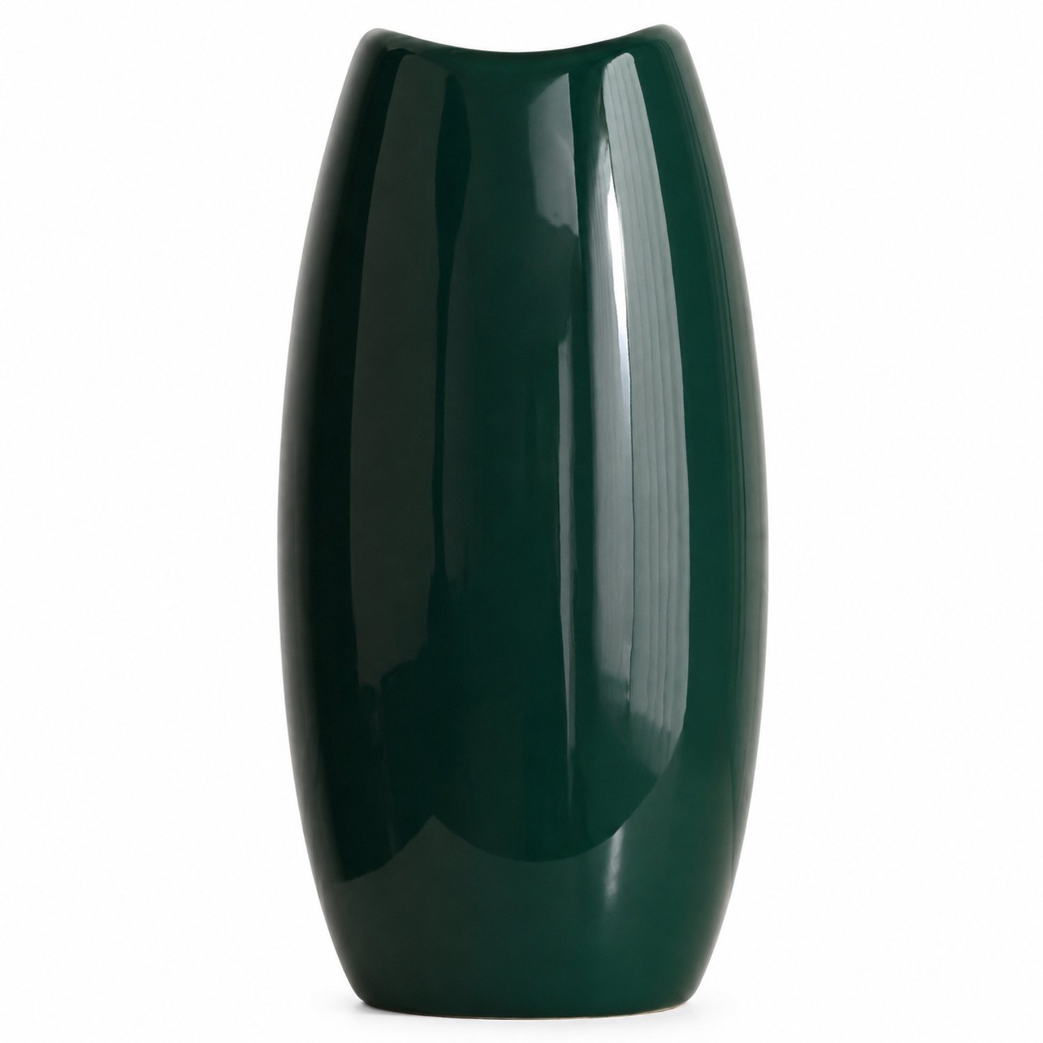SWGOTA Groene keramische vaas, groot ovaal model met glanzend oppervlak, ca. 23 cm hoog, voor kunstbloemen en interieurdecoratie, in doos
