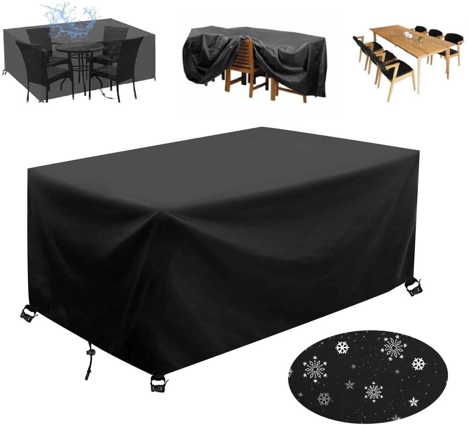 Famanu Waterdichte tuinmeubelhoes 250 x 100 x 80 cm, winddicht en anti-UV, geschikt voor loungesets en tuintafels, biedt uitstekende bescherming tegen stof, vuil, regen en sneeuw met stevige bevestiging voor windbestendigheid wit