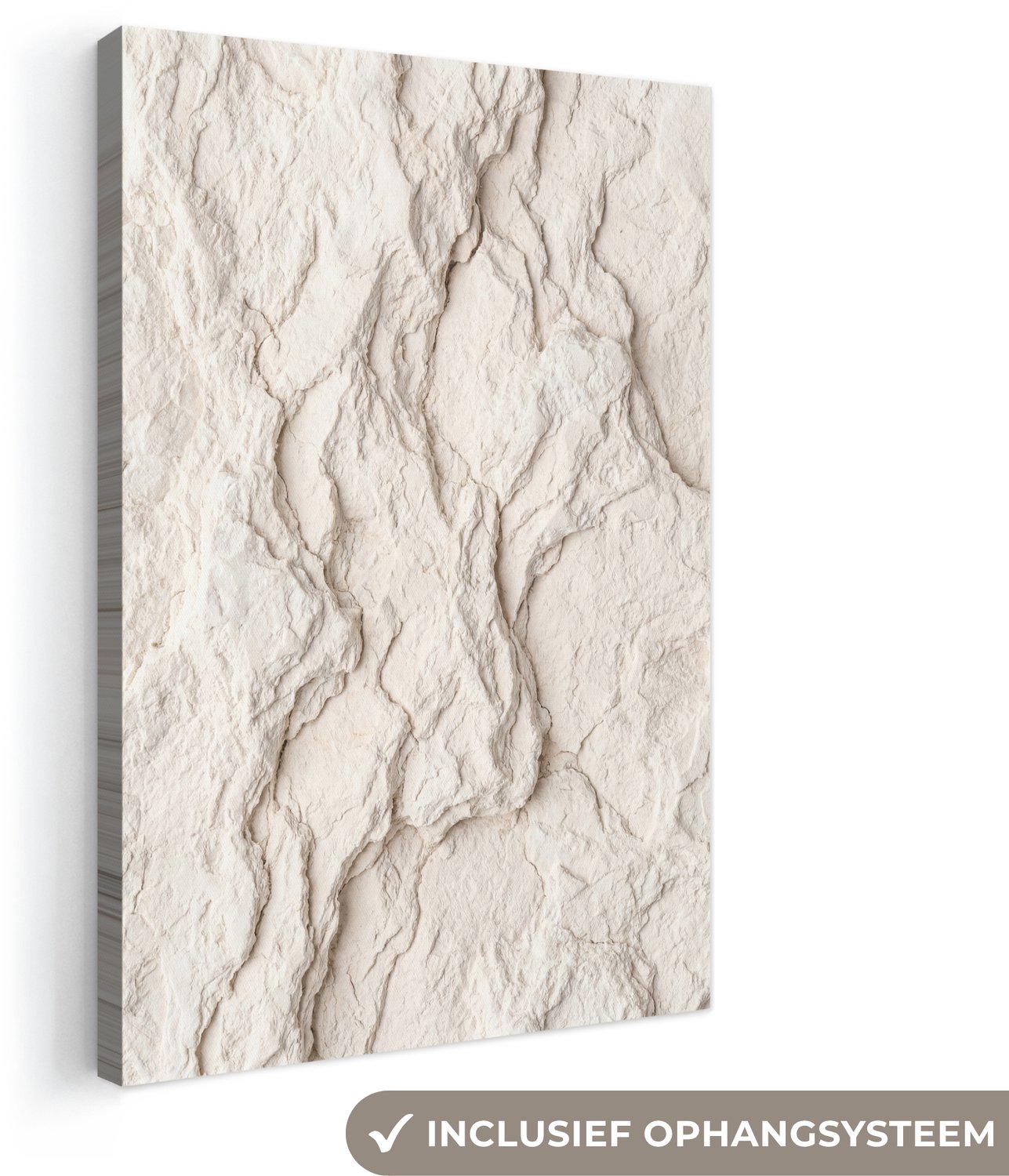Canvas schilderij 20x30 cm - Exclusieve wanddecoratie Rots - Structuur - Natuur - Beige - Abstract - Muurdecoratie woonkamer - Slaapkamer decoratie - Kamer accessoires - Schilderijen op canvas