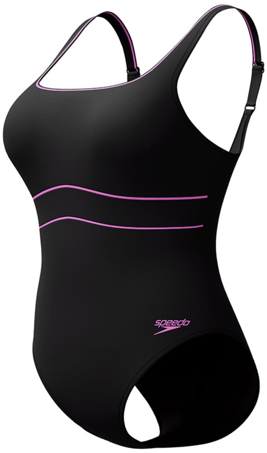 Speedo Eco New Contour Eclipse 1p Bla/pin - Wedstrijd badpak dames - Zwart