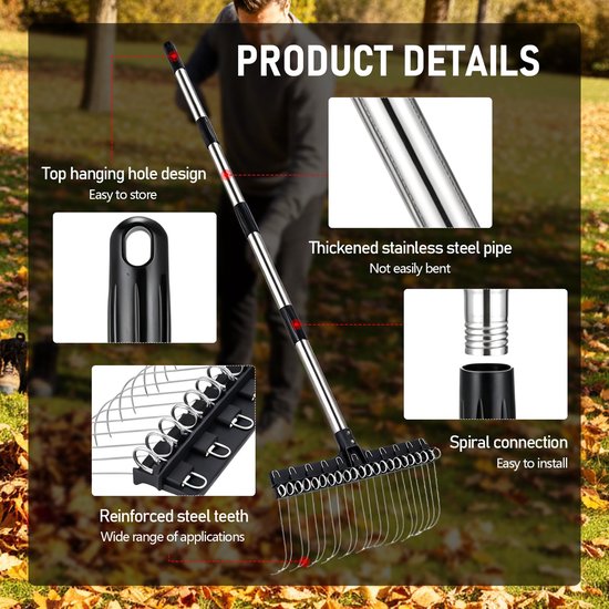 Bladhark - Verstelbare steel 98-160 cm - RVS en ABS — afbeelding 3
