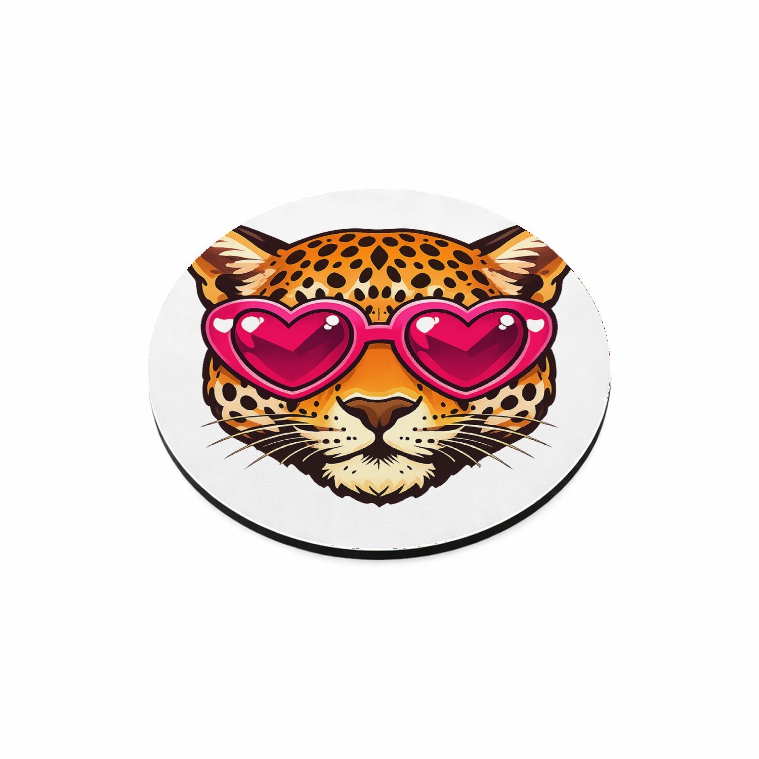 Mr Cadeautjes MDF magnetische fotolijst rond Ø 9,5 - design Een opvallend dierenportret met een onverwachte mode-accesso | cadeau Wit