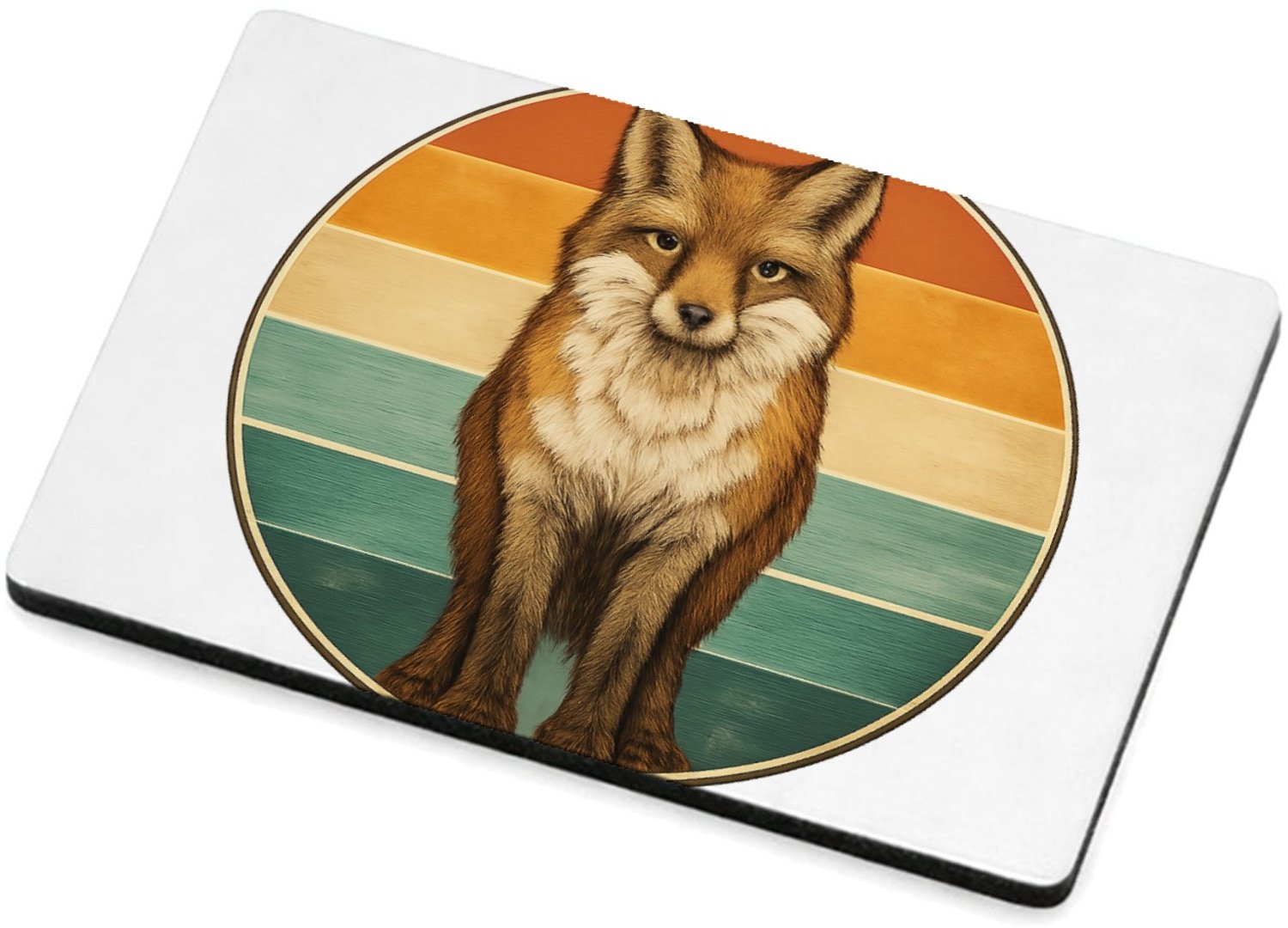Mr Cadeautjes MDF magnetische fotolijst 7,5 x 5 - design Een frontale bergkat in een ronde badge met horizontale kleu | cadeau Wit