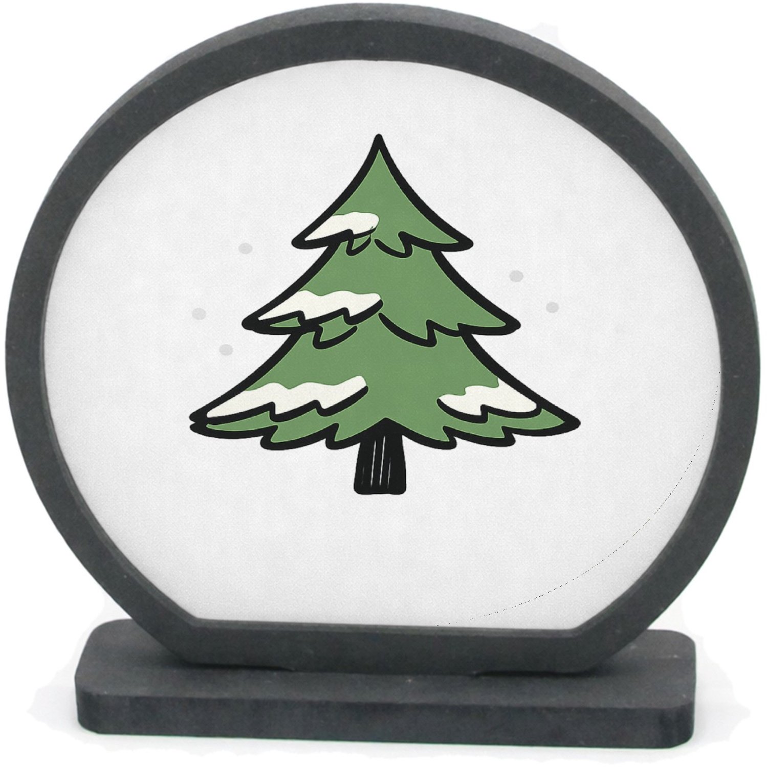 Mr Cadeautjes Houten fotolijst rond met MDF inleg - design Een speelse winterboom opgebouwd uit losse penseelstreken en | cadeau Wit