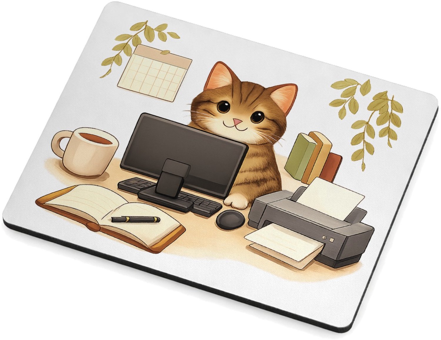 Mr Cadeautjes MDF magnetische fotolijst 9 x 7 - design Een hond als ‘supportmedewerker’ aan een receptiebalie met e | cadeau Wit