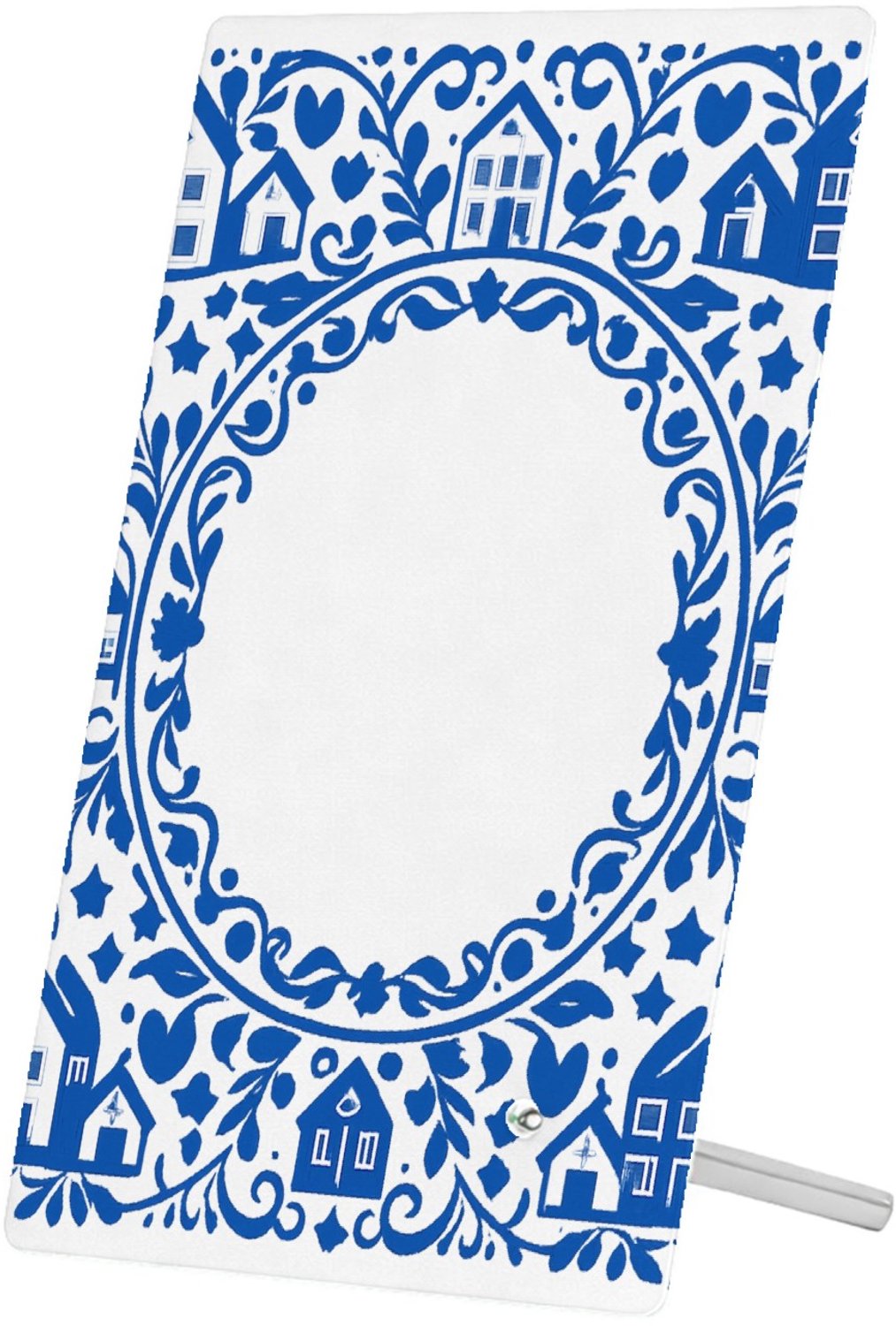 Mr Cadeautjes Glasframe 11 x 16 - design Een klassieke blauw-witte rand met huiselijke symbolen en ee | cadeau