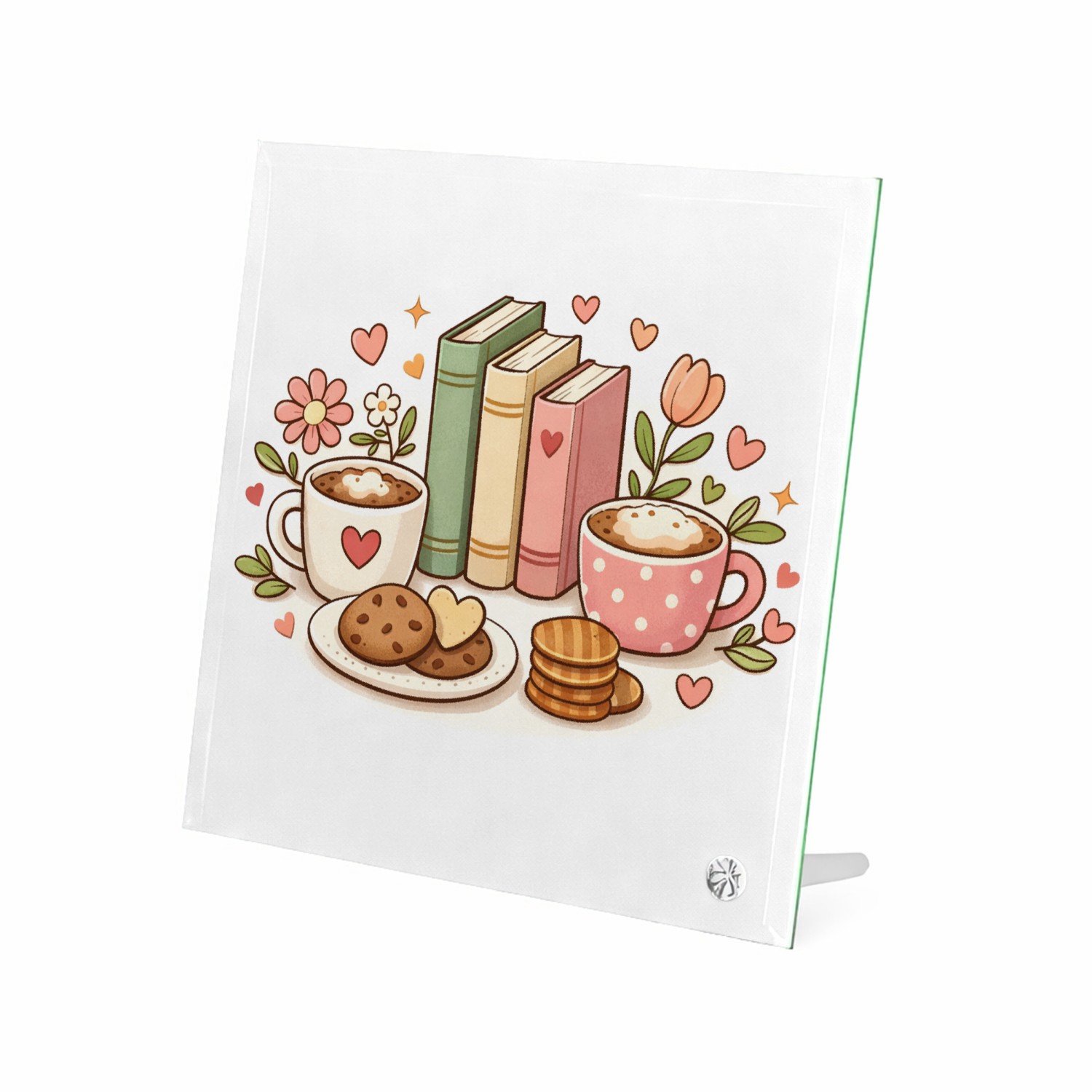 Mr Cadeautjes Glasframe 20 x 20 - design Een lieve, afgeronde centrische illustratie met een verzamel | cadeau Wit