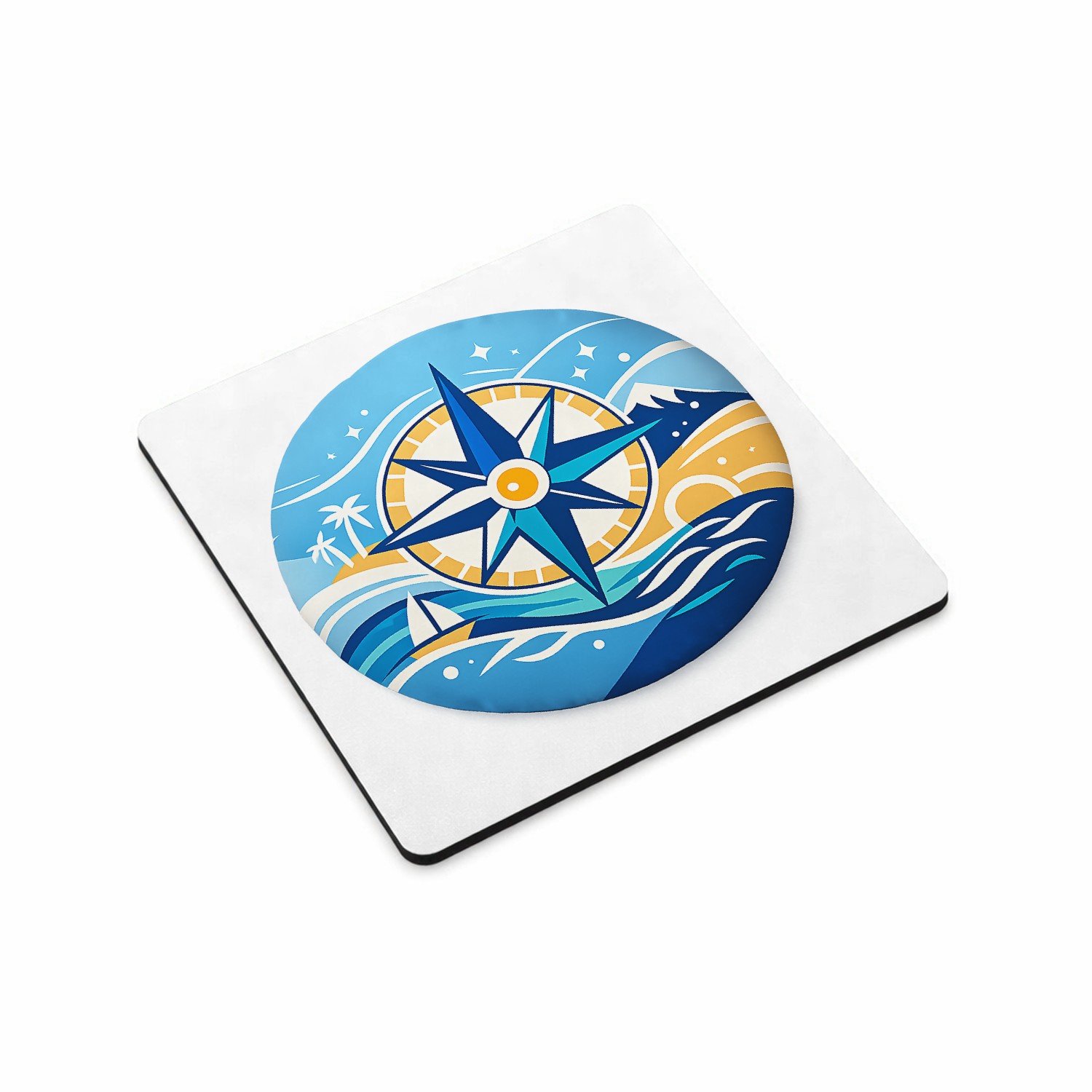 Mr Cadeautjes MDF magnetische fotolijst vierkant 9,5 - design Avontuurlijk kompaskussen | cadeau Wit