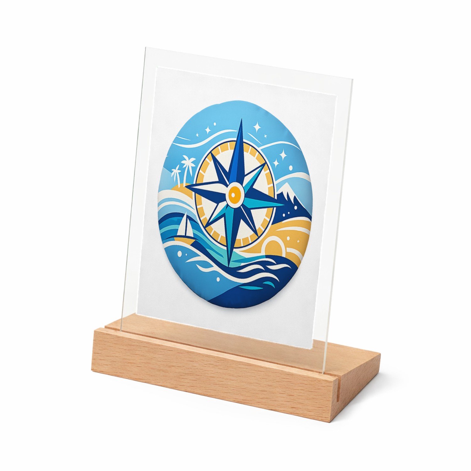 Mr Cadeautjes Glasframe met vaste tekst - design Avontuurlijk kompaskussen | cadeau Wit