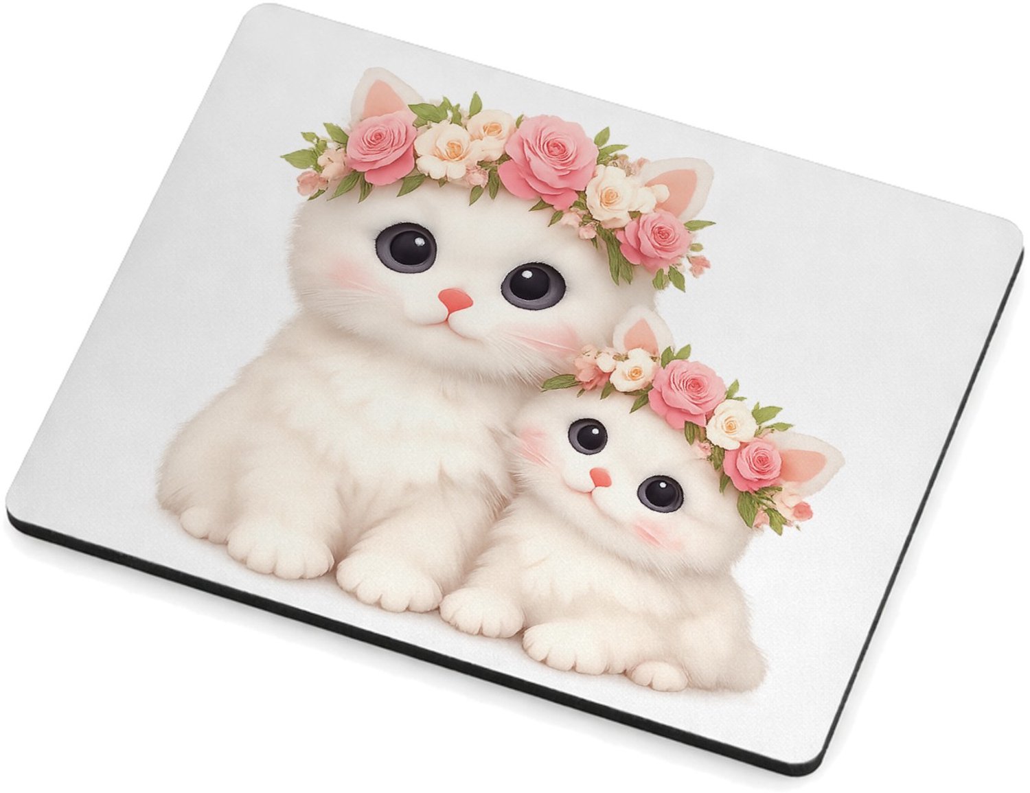 Mr Cadeautjes MDF magnetische fotolijst 9 x 7 - design Een schattige bosuil met een bloemenkrans en zachte maanlich | cadeau Wit