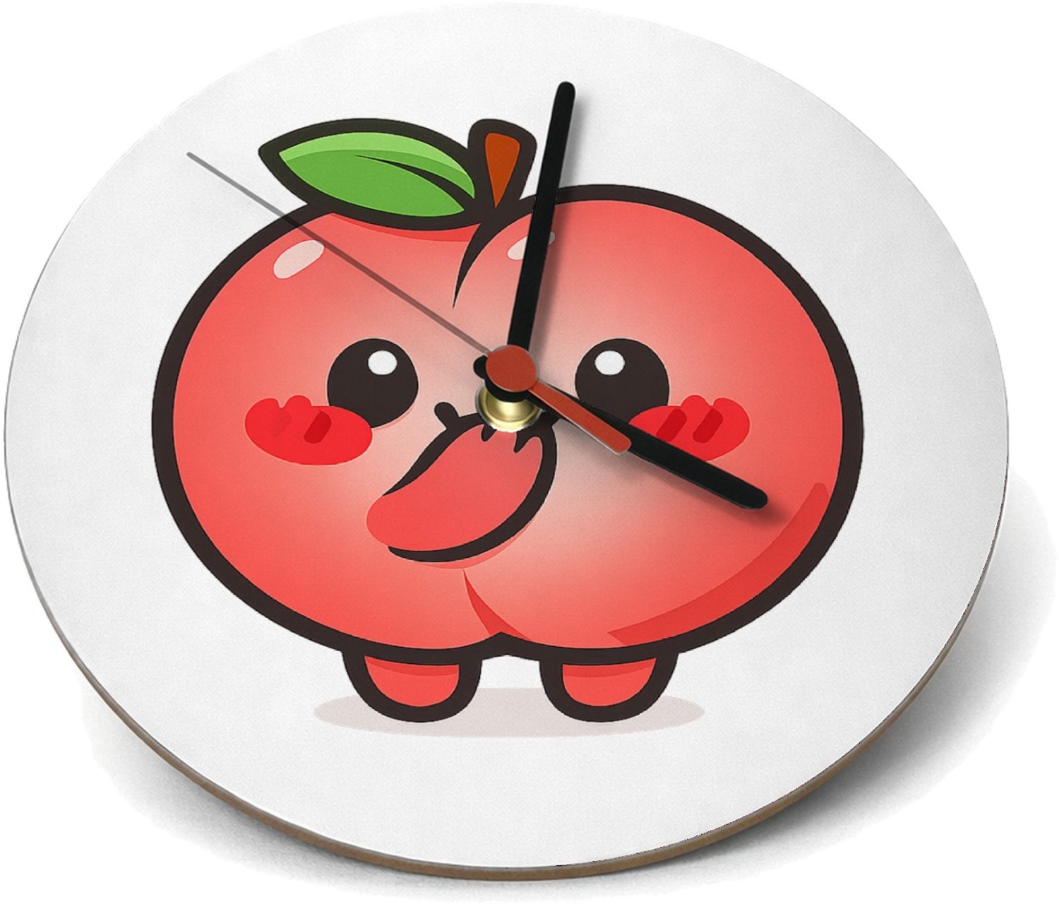 Mr Cadeautjes Klok rond Ø 19 - design Een schattige maar een tikje brutale fruitfiguur met een ver | cadeau Wit